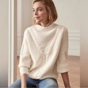 Sezane zack wool blend cable knit sweater size xs